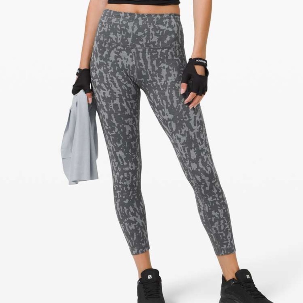 Lululemon Wunder Train High-Rise Tight 25" Heathered Black Asphalt Grey Size 4 - Picture 3 of 10